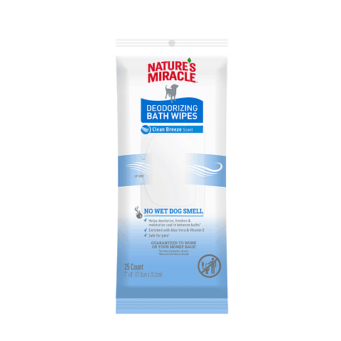 Natures Miracle Deodorizing Bath Wipes - Toallitas Humedas Pack 25 uds
