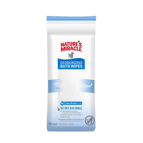 Natures Miracle Deodorizing Bath Wipes - Fresh & Clean Pack 100 uds