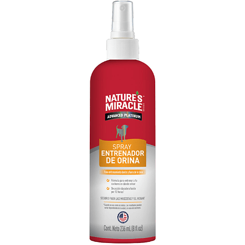 Natures Miracle Advance Platinum Spray 236 ml - Entrenador de Orina Para Perros