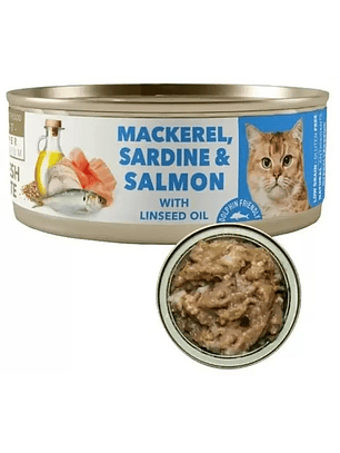 Amity Mackerel, Sardine and Salmon Adult Cat 80 g - Lata Para Gatos Caballa Sardina y Salmón