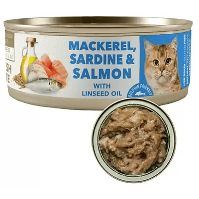 Amity Mackerel, Sardine and Salmon Adult Cat 80 g - Lata Para Gatos Caballa Sardina y Salmón