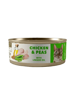 Amity Chicken and Peas Adult 80g - Lata Para Gatos Pollo Guisantes Aceite con Linaza