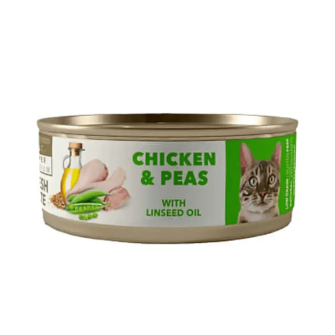 Amity Chicken and Peas Adult 80g - Lata Para Gatos Pollo Guisantes Aceite con Linaza