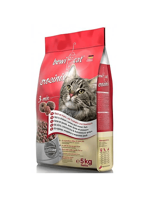 Bewicat Crocinis 3 Mix Pollo Pavo y Pescado 5 kg - Alimento para Gatos
