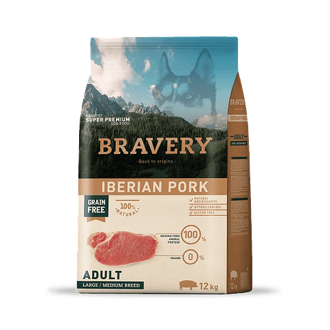 Bravery Iberian Pork Adult Large Medium Breeds 12 kg 🐕 🇪🇸
