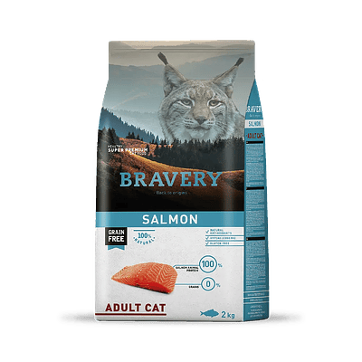 Bravery Salmon Adult Cat 2 kg - Alimento Premium Gatos Adultos 