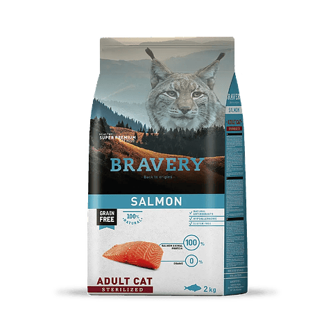 Bravery Salmon Adult Cat Sterilized 2 kg - Alimento Premium Gatos Esterilizados 