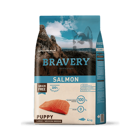 Bravery Salmon Puppy Large Medium Breeds 4 kg Alimento Perros Cachorros Grandes Medianos 🐕 🇪🇸