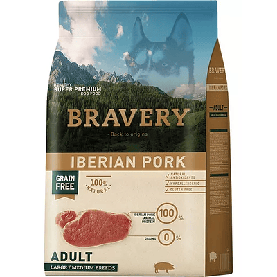 Bravery Iberian Pork Large / Medium Breeds 4 kg Perros Adultos