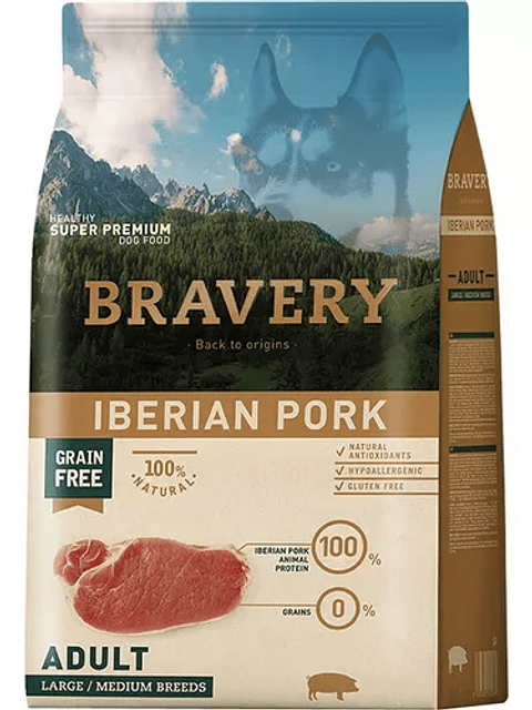 Bravery Iberian Pork Large / Medium Breeds 4 kg Perros Adultos 🐕 🇪🇸