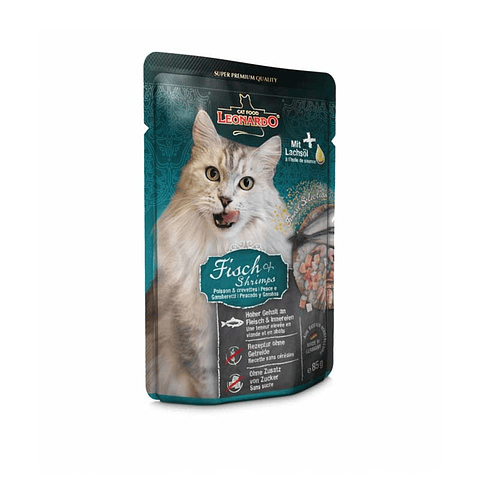 Leonardo Pescado Camarones 85 g - Comida Húmeda Gatos Premium