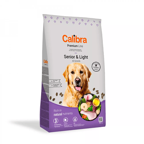 Calibra Dog Premium Line Senior & Light 12 kg - Alimento Para Perros Adultos Bajo en Calorias