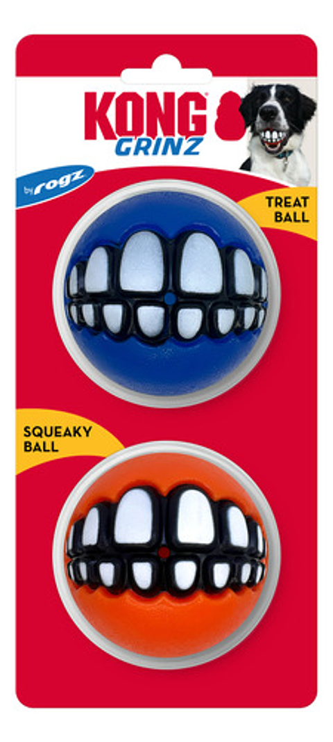 Kong Grinz by Rogz Balls 2X Pelotas Para Perros Talla L con Sonrisas