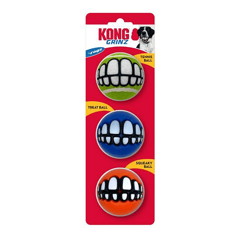 Kogz Grinz by Kong Balls 3X S - Pelotas con Sonrisas Para Perros Originales