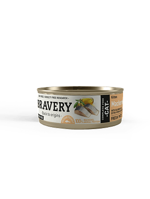Bravery Mackerel Kitten Wet Food 70g - Alimento Húmedo Gatos Cachorros Caballa 