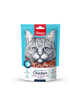 Wanpy Cat Chicken Jerky & Codfish Sushi Snack 80g
