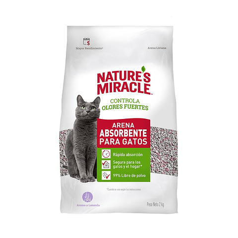 Arena Absorbente Para Gatos Lavanda Nature´s Miracle 2 kg