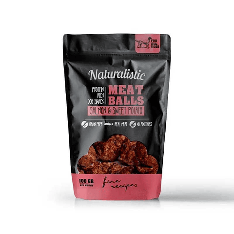 Naturalistic Meat Balls Salmon and Sweet Potato 100 gr - Snack Perros Salmón y Camote
