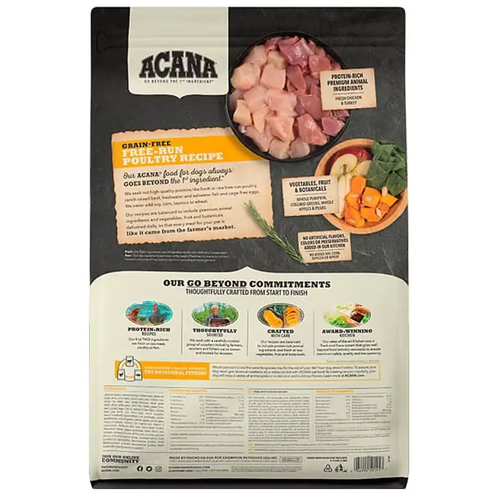 Acana Free Run Poultry 2 kg 🐕🇨🇦 - 60% Proteínas de Aves 40% Frutas y Verduras