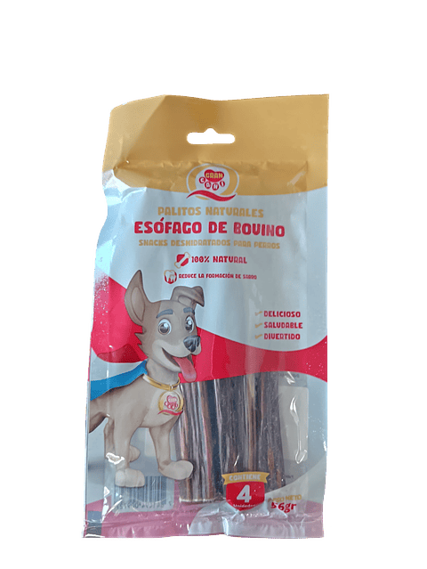 Snack Para Perros Palitos de Esófagos de Bovino