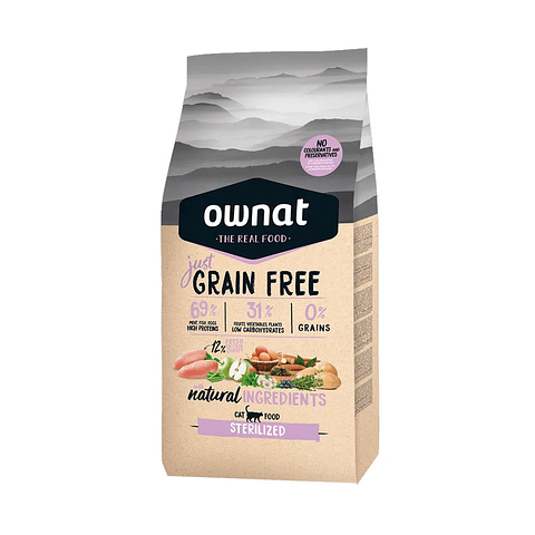 Ownat Gatos Esterilizados Libre de Granos 1 kg