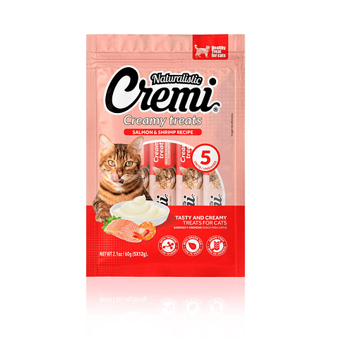 Cremi Salmon & Shrimp Recipe 5 Sachet 60g - Delicia Gourmet para tu Gato