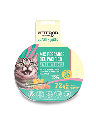 Paté Grain Free Mix Pescados del Pacífico 300 g para Gatos | Alimento Natural sin Granos