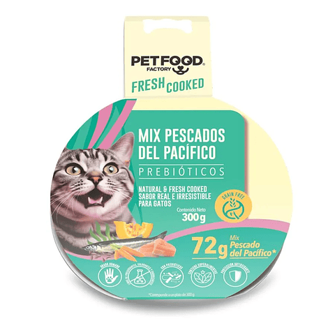 Paté Grain Free Mix Pescados del Pacífico 300 g para Gatos | Alimento Natural sin Granos