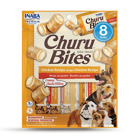 Churu Rolls Pollo Perros 8 Sticks 96g | Snacks Saludables para Perros | Infopet