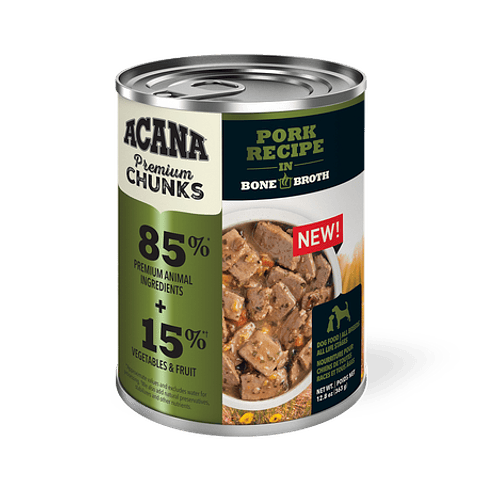 ACANA® Lata Premium Chunks 363g | Alimento Húmedo con Trozos de Cerdo en Caldo de Hueso
