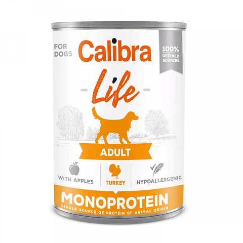 Calibra Dog Life Lata Adult Turkey With Apples 400 g | Alimento Húmedo Pavo Manzana