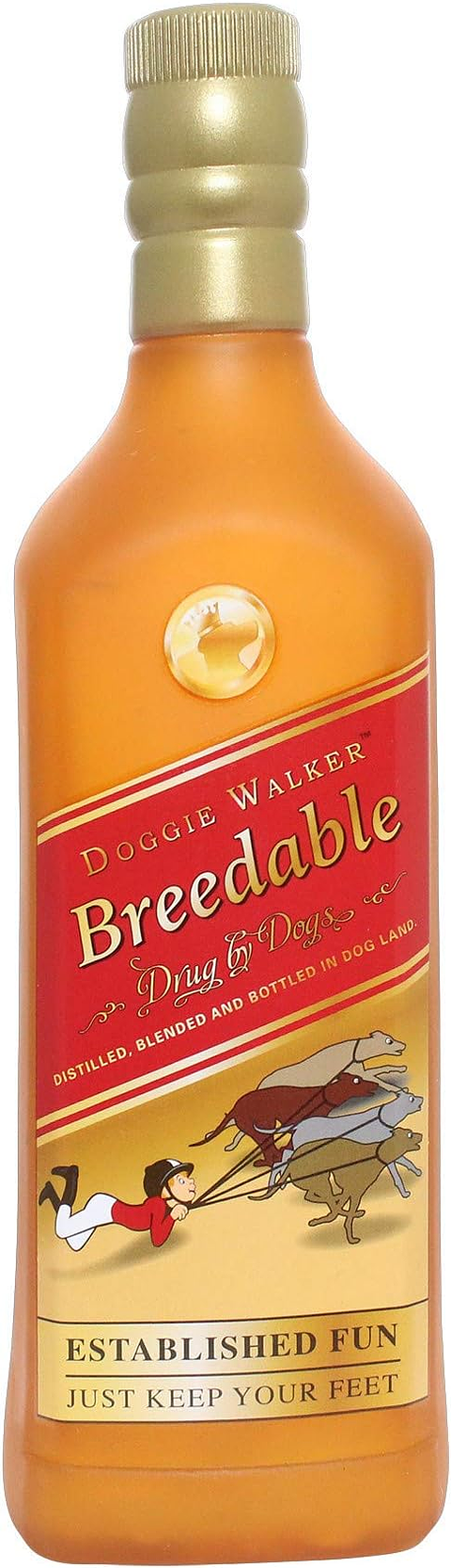 Silly Squeaker Liquor Bottle Doggie Walker | Juguete Realista Botella Perros