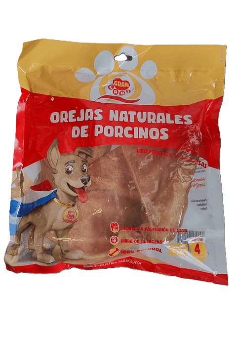 Orejas de Cerdo Gran Cani  Pack 4 Unidades | Snack Para Perros Saludable