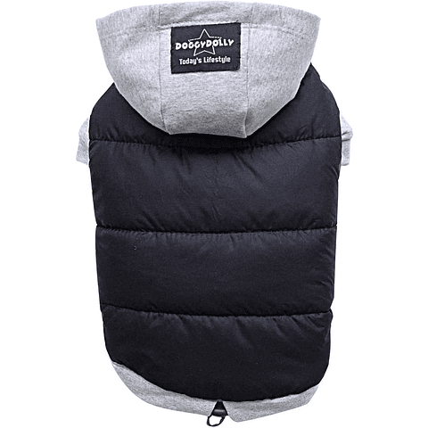 Doggy Dolly Impermeable Gris - Negra Con Gorro Talla S  🧥☔🦊