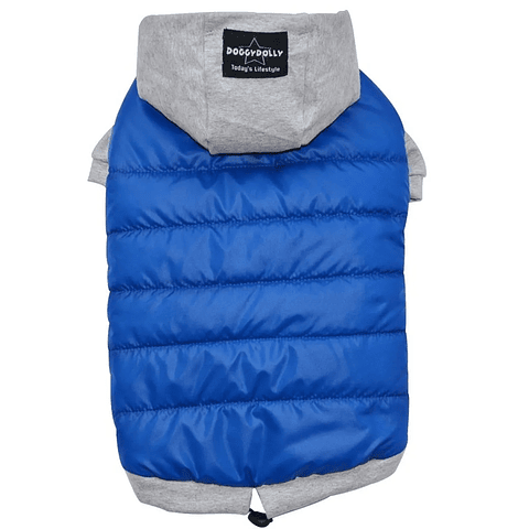 Doggy Dolly Impermeable Azul - Gris Con Gorro Talla XS  🧥☔🦊