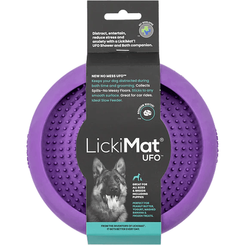 LickiMat UFO Púrpura: Comedero Lento y Anti-Ansiedad para Perros