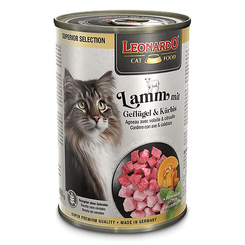  Leonardo Gatos Lata de Cordero y Ave 400 gr 🇩🇪 | Nutrición Completa
