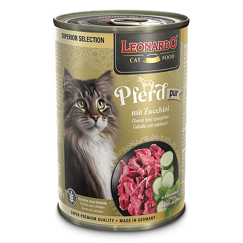 Leonardo Gatos Lata Superior Selection de Caballo con Calabacín 400g