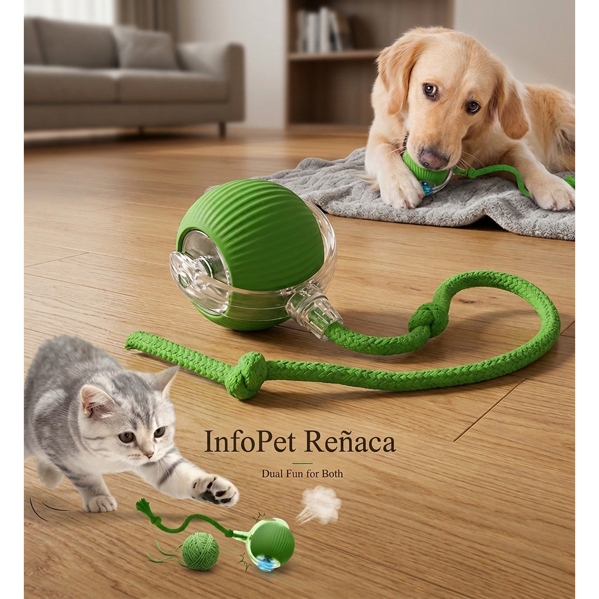 Pelota Giratoria Led Interactiva Para Perros Gatos Recargable Usb  1