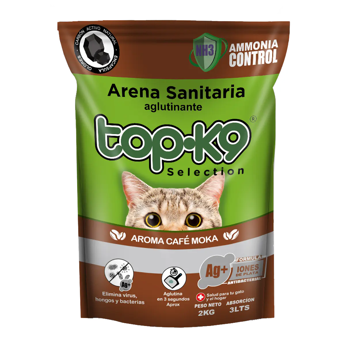 Topk9 Arena Sanitaria Aglutinante Iones Cafe Moka 25 Kg 1