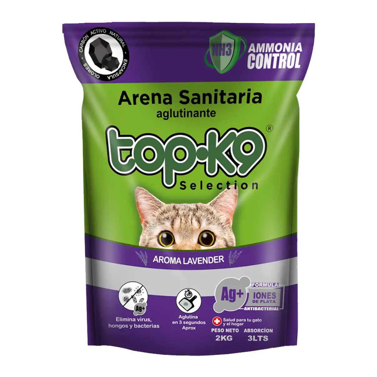 Topk9 Arena Sanitaria Aglutinante Iones Lavanda 25 Kg 1
