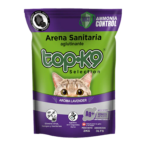 Topk9 Arena Sanitaria Aglutinante Iones Lavanda 25 Kg
