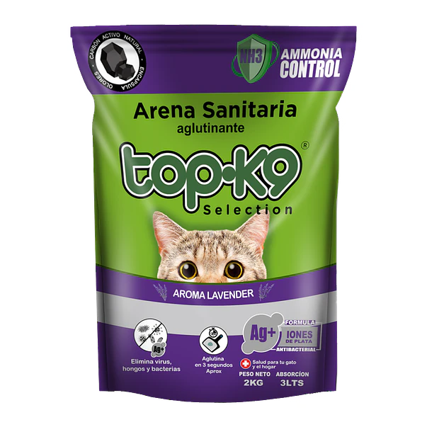Topk9 Arena Sanitaria Aglutinante Iones Lavanda 25 Kg 1