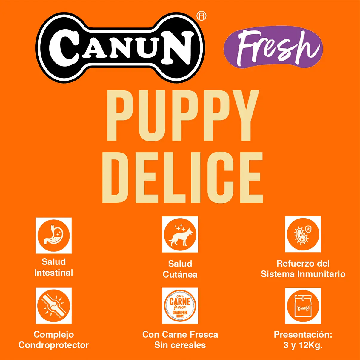 Canun Fresh Puppy Delice Grain Free 3 kg  | Alimento Premium Cachorros 3