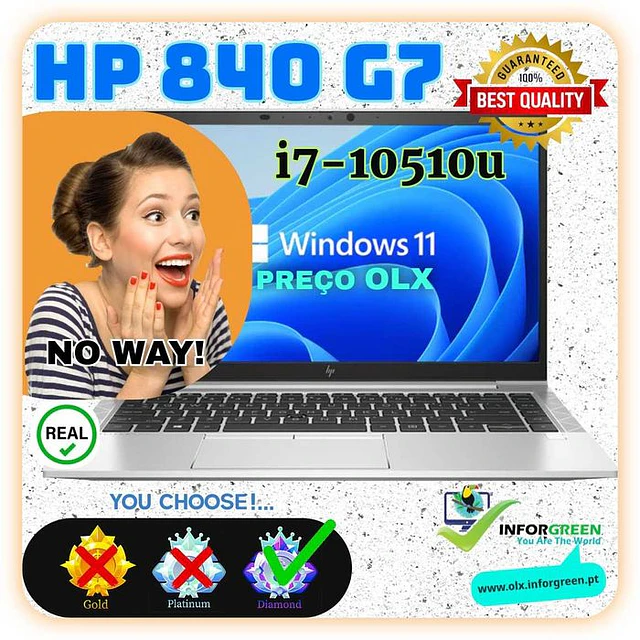 Portátil HP 840 G7 i7-10510u W11 16GB e 256GB
