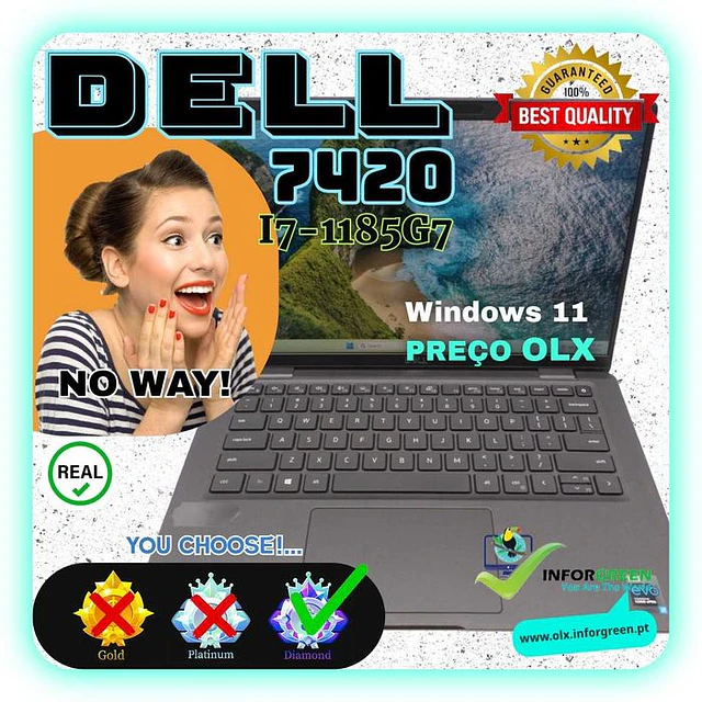 Portátil Dell 7420 i7-1185G7 - 16GB e disco NVME 512GB - NO WAY!..