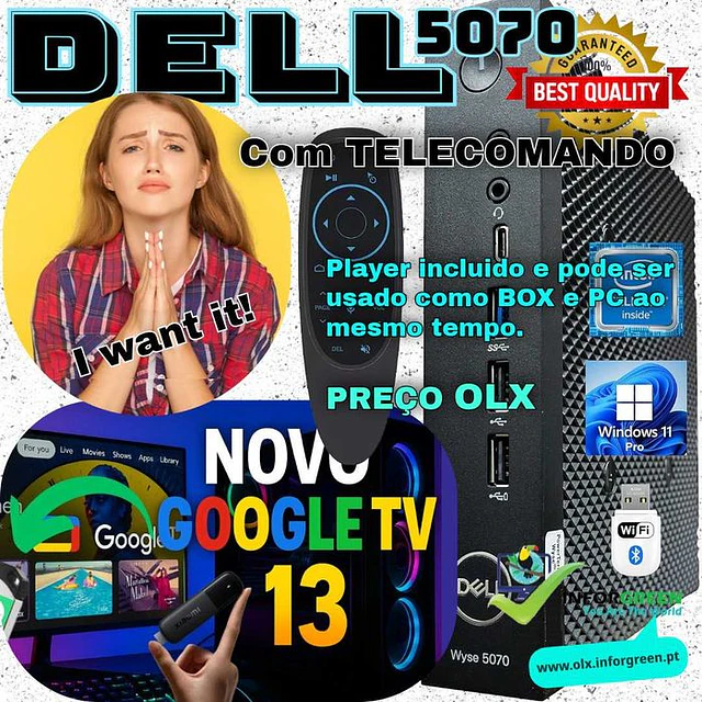 Mini-PC Dell 5070 Dual Boot (PC ou Androide c/ comando) - I WANT IT !.