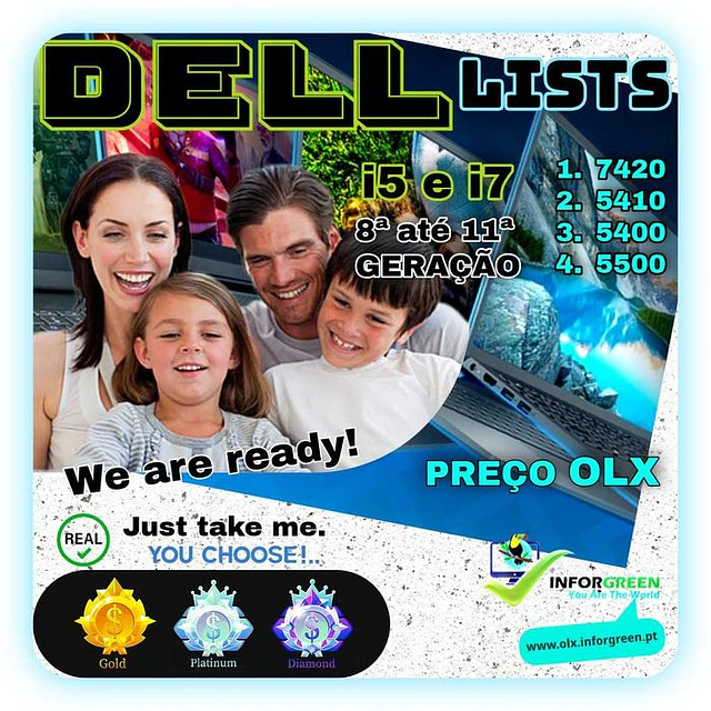 Portáteis DELL, i5 e i7 de 8ª até 11ª Geração - DELL LISTS - DESDE: