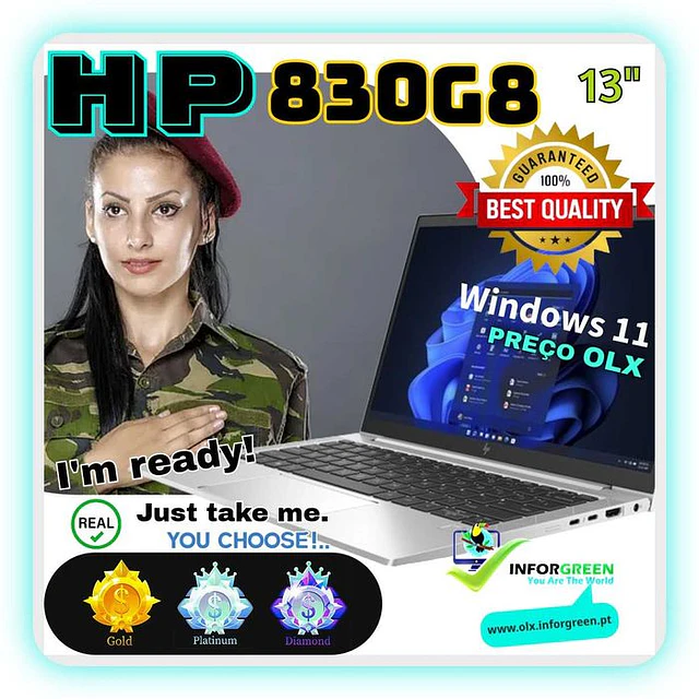 Portátil HP 830 G8 i5-1145G7 até 32GB RAM e até 512GB DISCO NVME - BATERIA NOVA - I'm READY!.