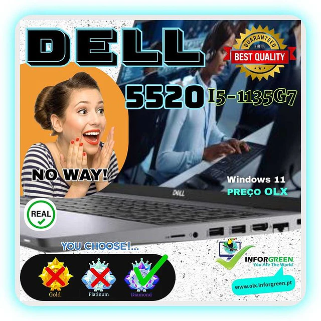 Portátil Dell 5520 i5-1135G7 até 64GB Ram - Leva 2 Discos SSD NVME - DES€ONTO 60